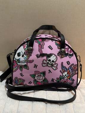 New with Tags*Ed Hardy* Pink Tattoo Print Insulated Thermal Lunch Tote Bag Cross